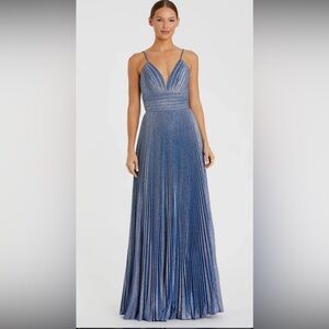 Mac Duggal Strapless Blue Glitter Gown